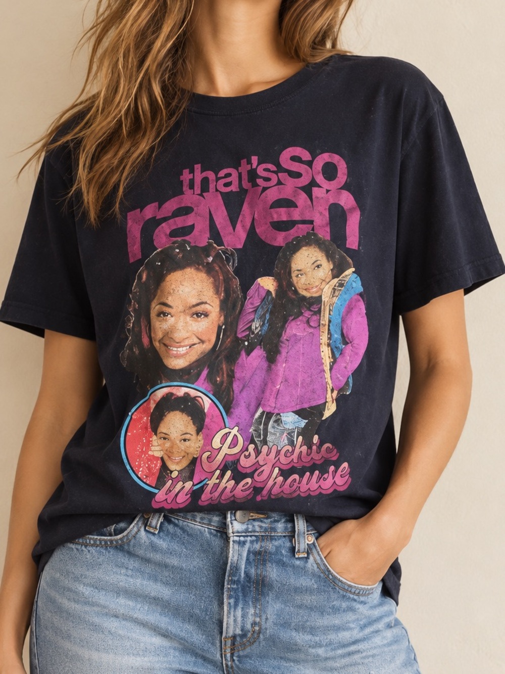 Disney That’s So Raven Psychic In The House Black Graphic T-Shirt Sz Large